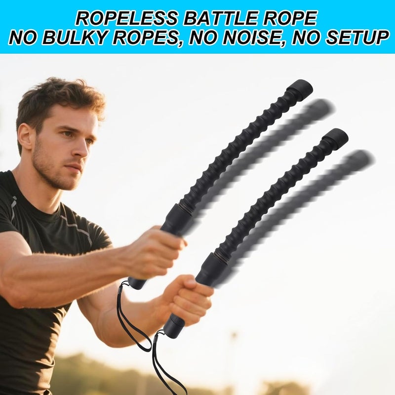 Diegimr 2pcs Cordless Battle Rope for Home Gym, Portable Ropeless Jump Weighted Exercise Crossrope Workout Flow Cross Cord Equipment for Training Strength HIIT Arms Chest Legs Fitness Enthusiasts Gifts - Image 3